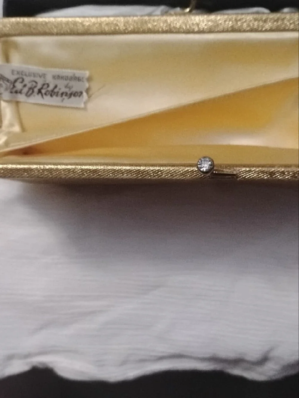 Gold Satin Kiss-Lock Evening Clutch - Women's Wristlet